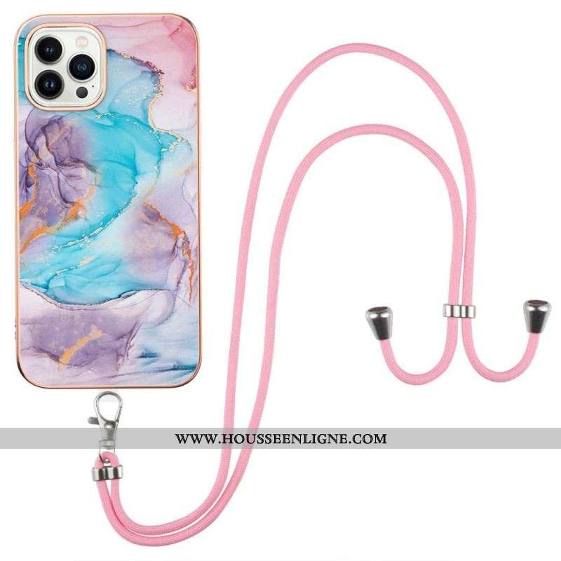Coque iPhone 15 Pro Max à Cordon Marbre