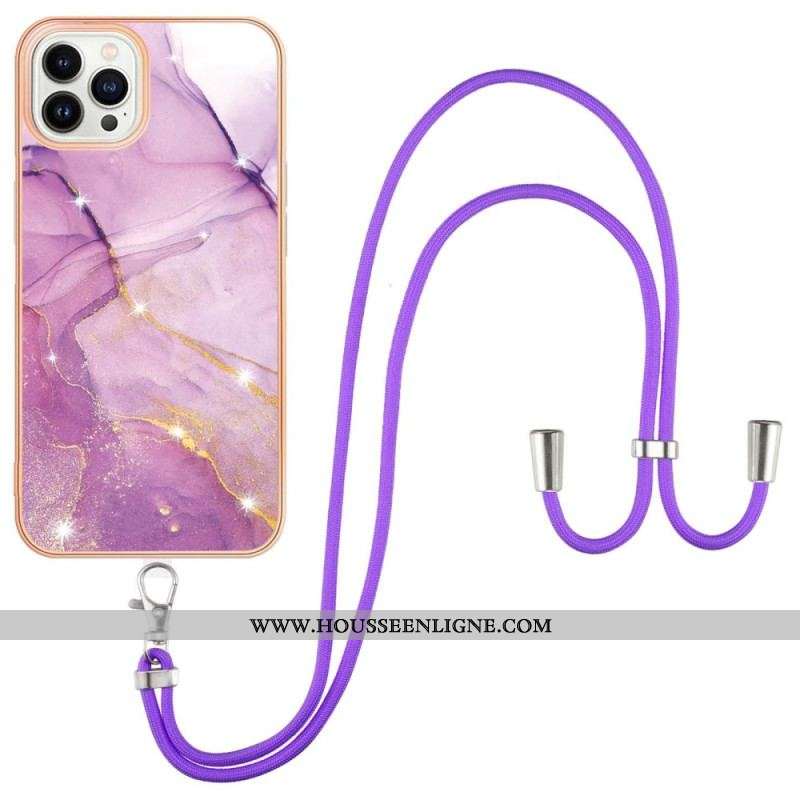 Coque iPhone 15 Pro Max à Cordon Marbrée