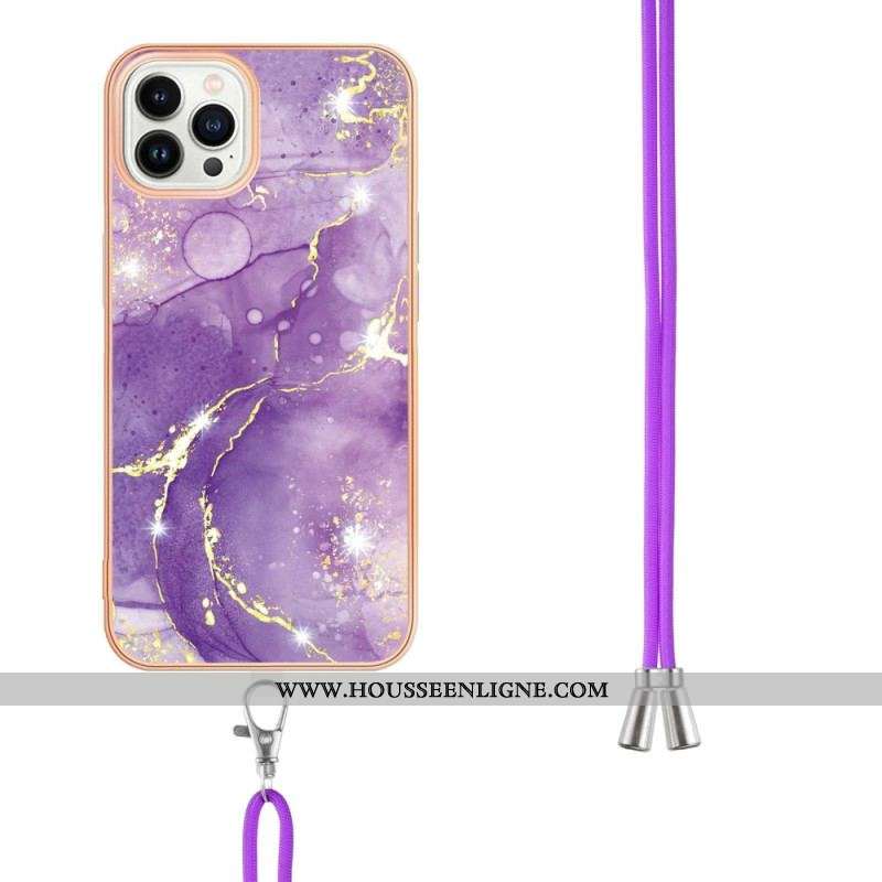 Coque iPhone 15 Pro Max à Cordon Marbrée
