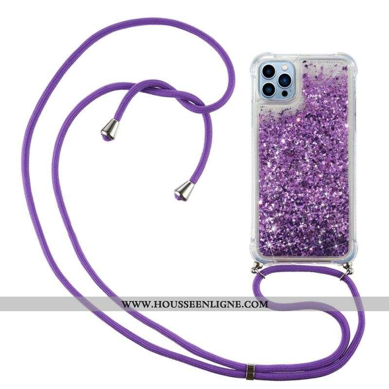 Coque iPhone 15 Pro Max à Cordon Paillettes