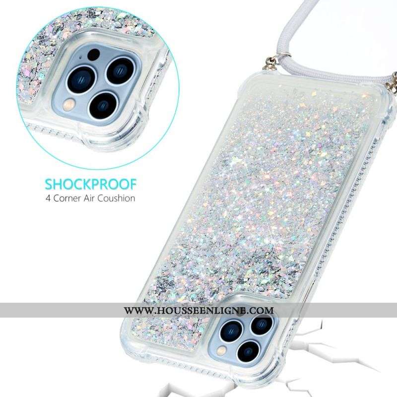 Coque iPhone 15 Pro Max à Cordon Paillettes