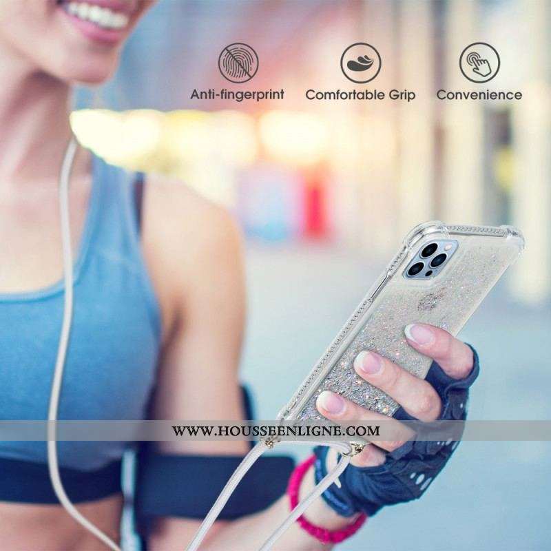 Coque iPhone 15 Pro Max à Cordon Paillettes