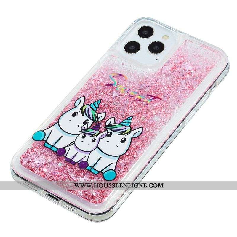 Coque iPhone 15 Pro Paillettes Licornes