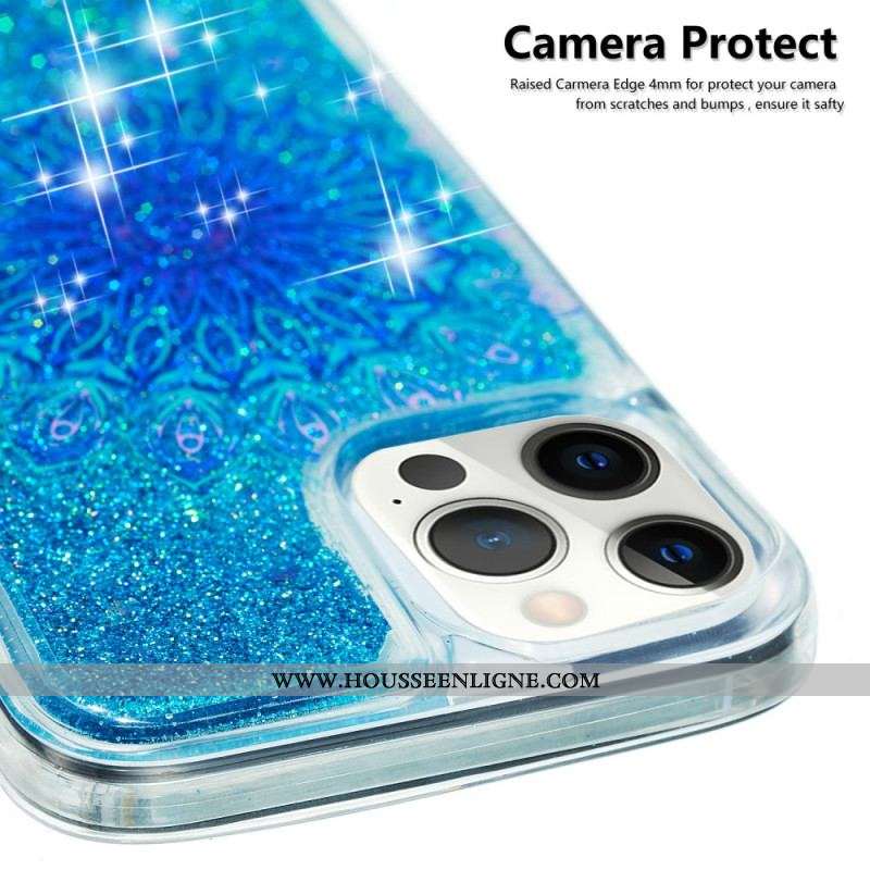 Coque iPhone 15 Pro Paillettes Mandala