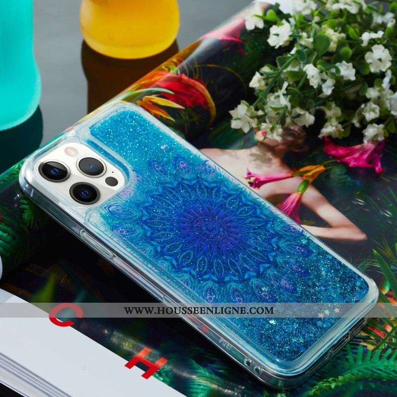 Coque iPhone 15 Pro Paillettes Mandala