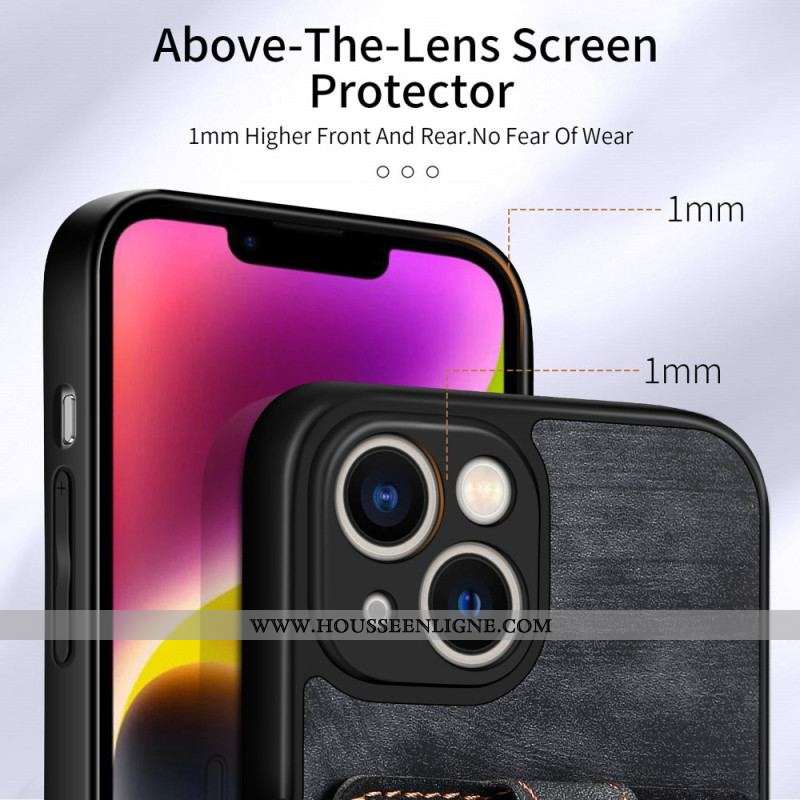 Coque iPhone 15 Vintage avec Anneau-Support et Porte-Cartes