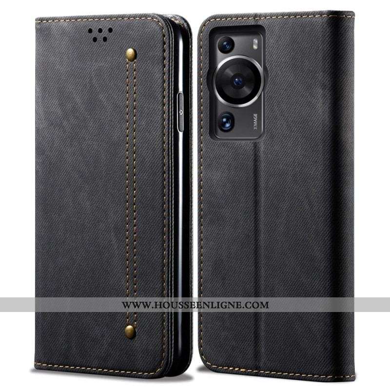 Flip Cover Huawei P60 Pro Tissu Jeans