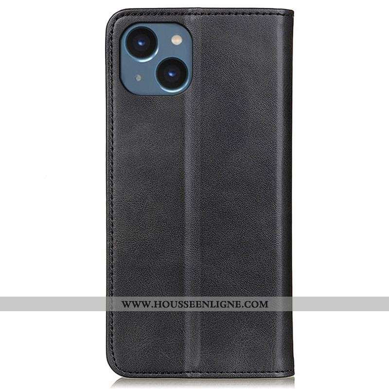 Flip Cover iPhone 15 Cuir Fendu