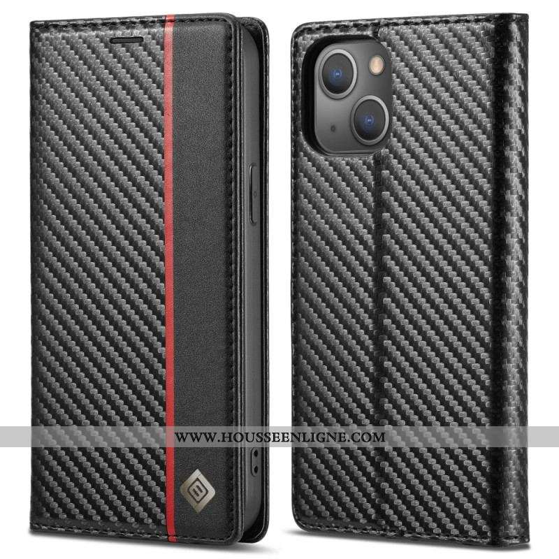 Flip Cover iPhone 15 Fibre Carbone LC.IMEEKE