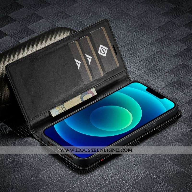Flip Cover iPhone 15 Fibre Carbone LC.IMEEKE