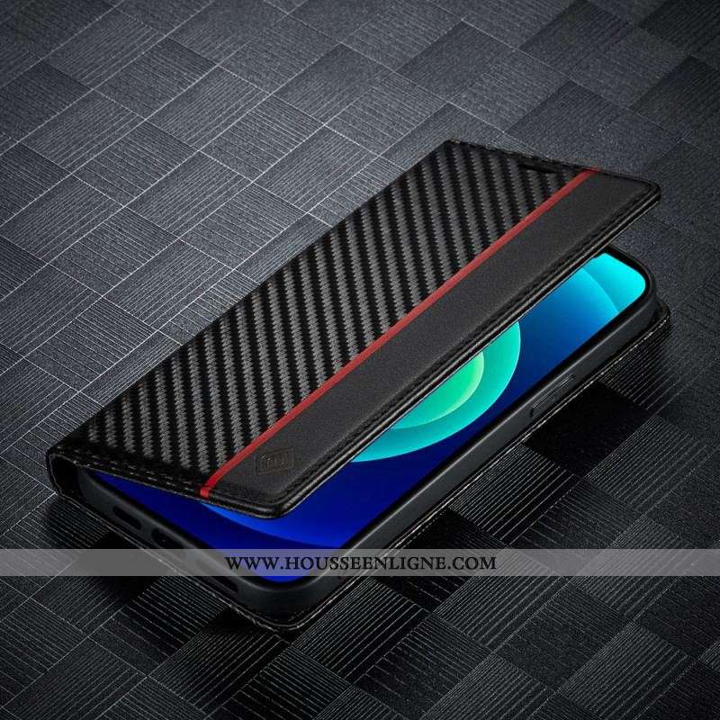 Flip Cover iPhone 15 Fibre Carbone LC.IMEEKE
