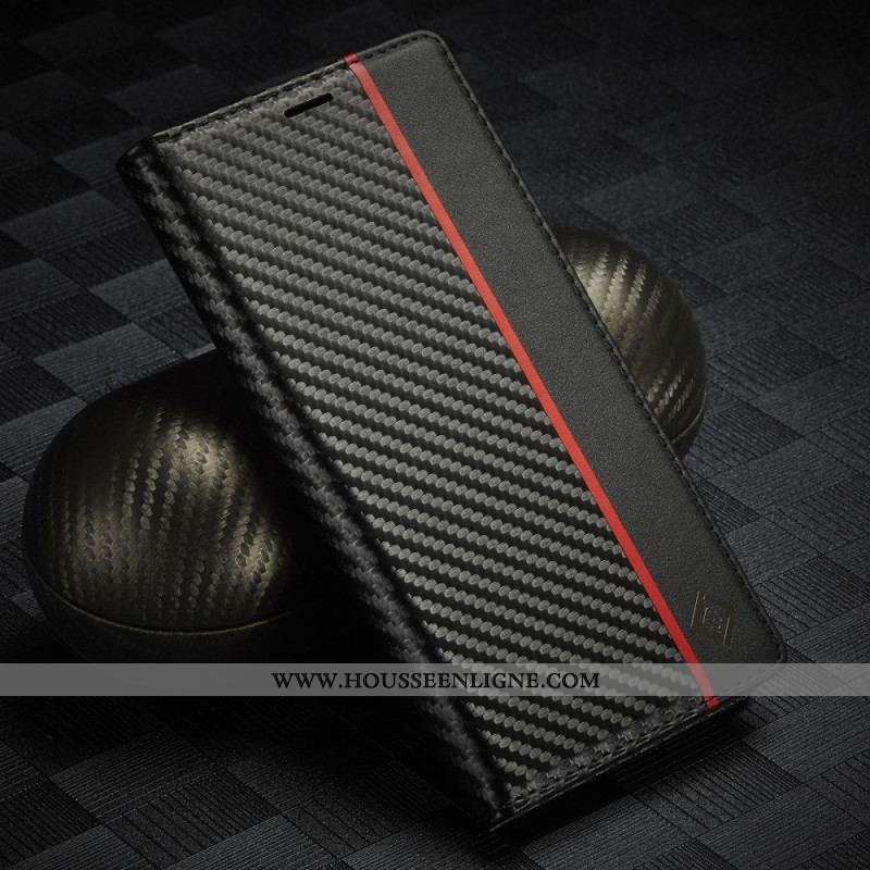 Flip Cover iPhone 15 Fibre Carbone LC.IMEEKE