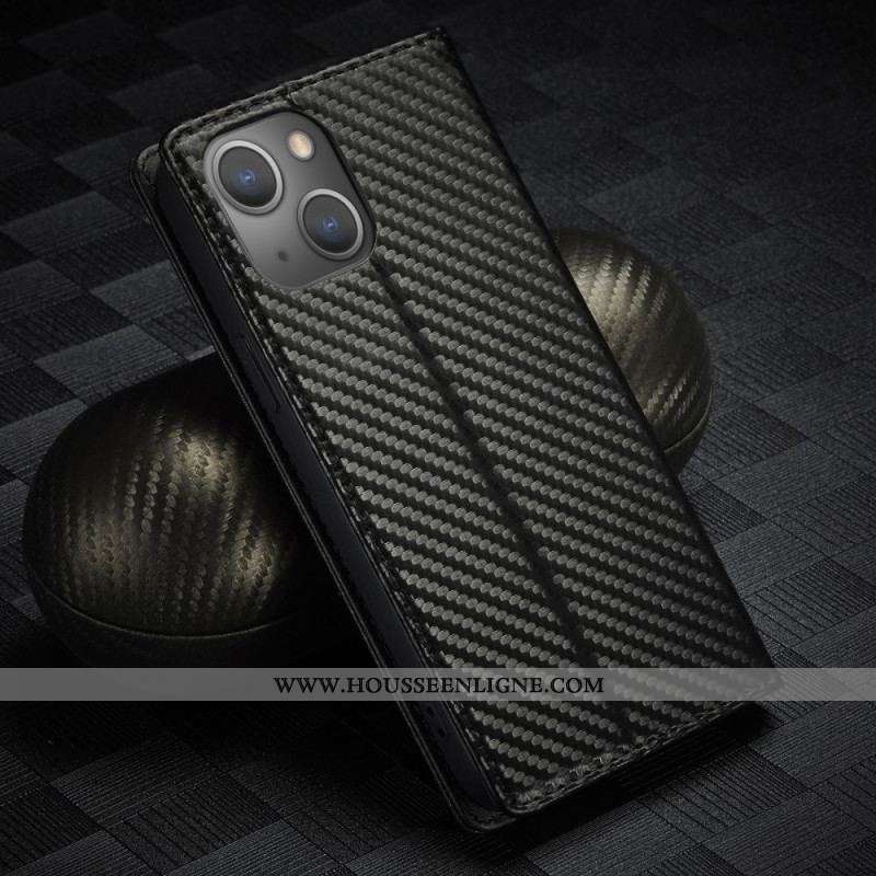 Flip Cover iPhone 15 Fibre Carbone LC.IMEEKE