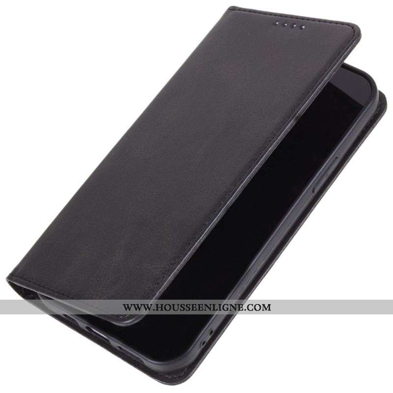 Flip Cover iPhone 15 Plus Effet Cuir Classique