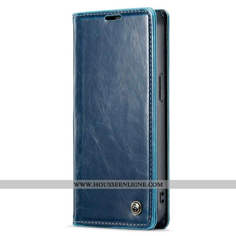 Flip Cover iPhone 15 Plus Simili Cuir Ciré CASEME