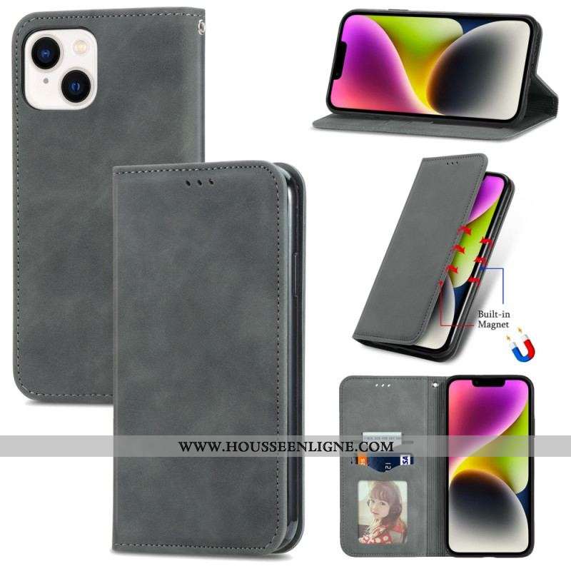 Flip Cover iPhone 15 Plus Simili Cuir Douceur