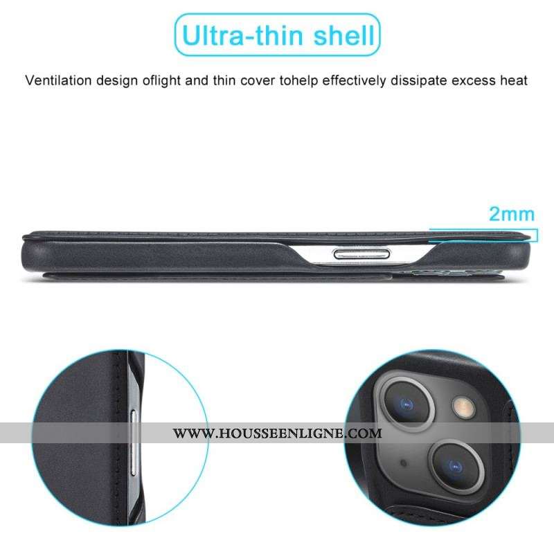 Flip Cover iPhone 15 Plus Simili Cuir LC.IMEEKE