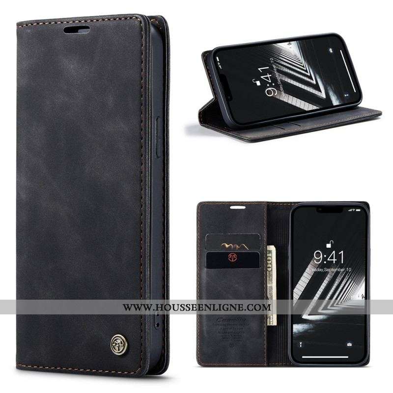 Flip Cover iPhone 15 Simili Cuir Vintage CASEME