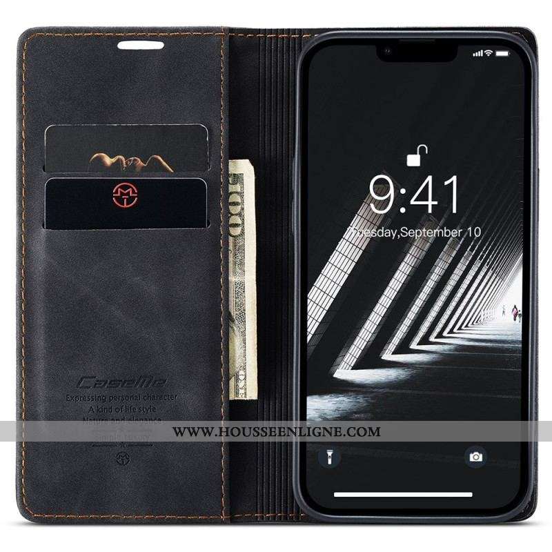 Flip Cover iPhone 15 Simili Cuir Vintage CASEME