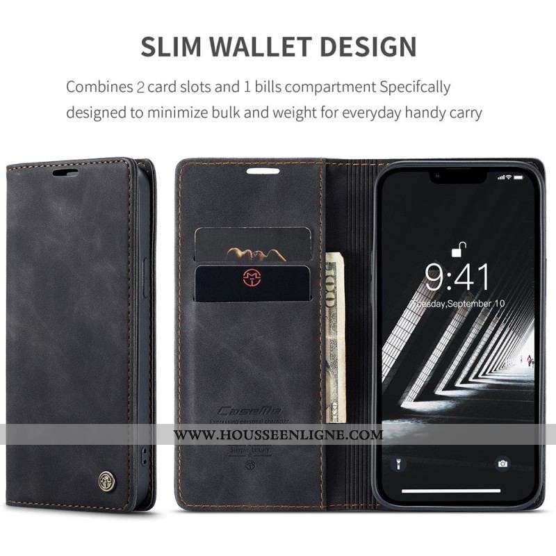 Flip Cover iPhone 15 Simili Cuir Vintage CASEME