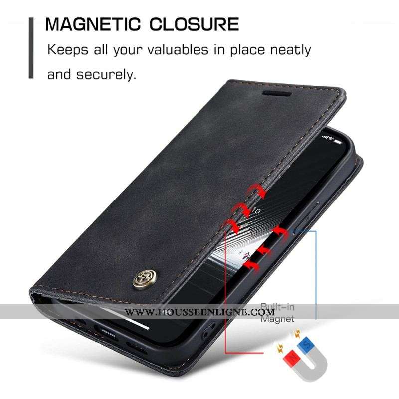 Flip Cover iPhone 15 Simili Cuir Vintage CASEME