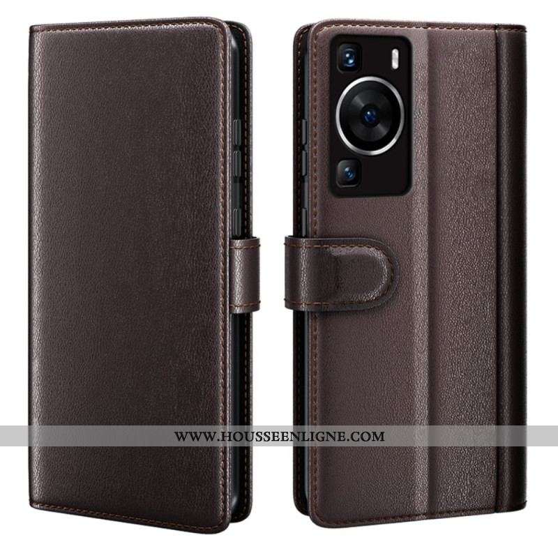 Housse Huawei P60 Pro Cuir Véritable