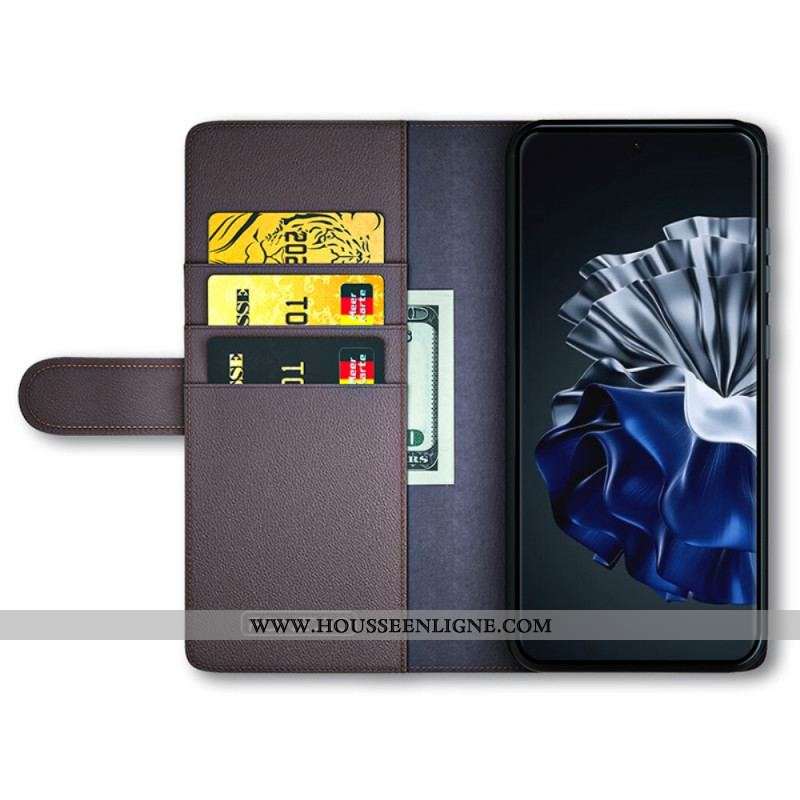 Housse Huawei P60 Pro Cuir Véritable
