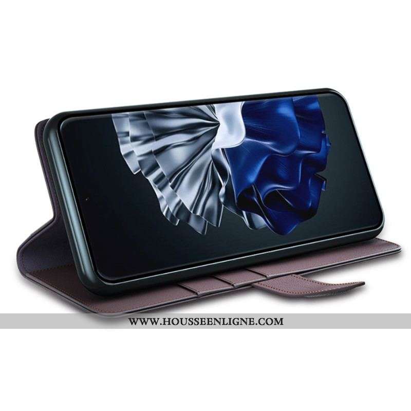 Housse Huawei P60 Pro Cuir Véritable