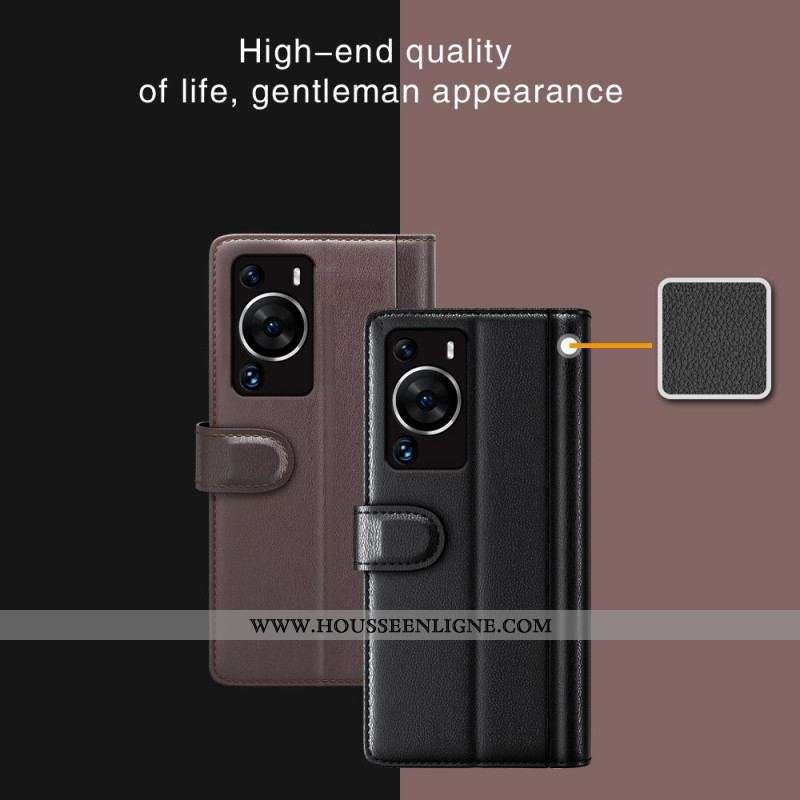 Housse Huawei P60 Pro Cuir Véritable