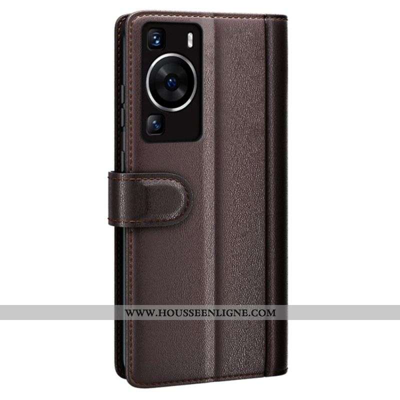 Housse Huawei P60 Pro Cuir Véritable