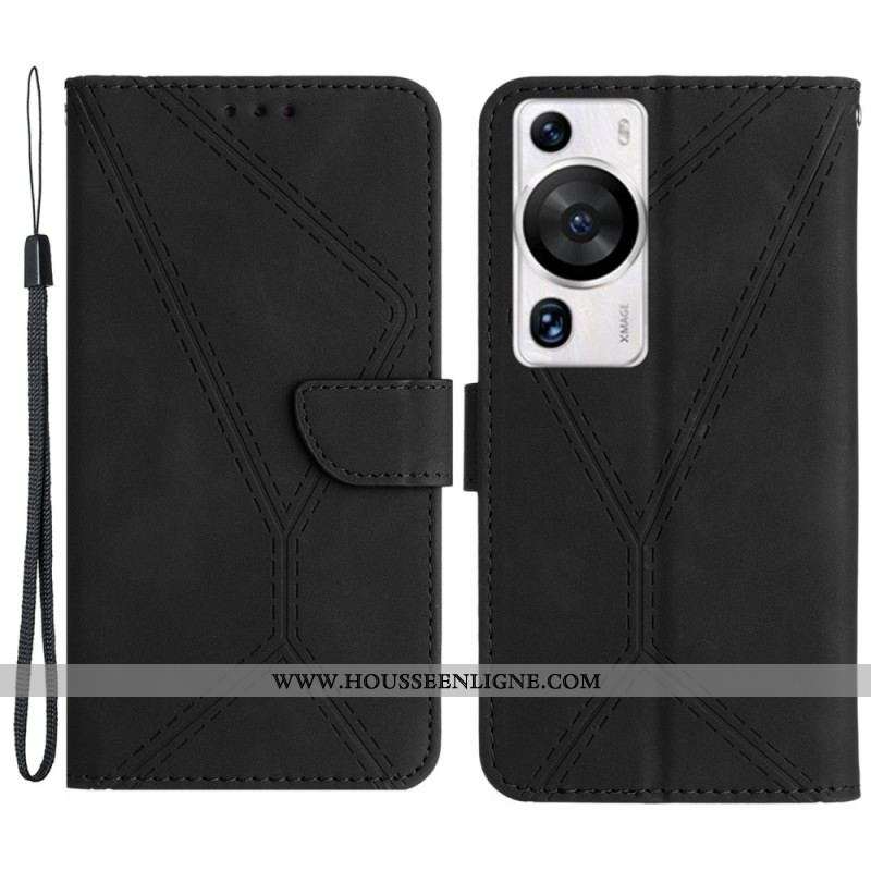 Housse Huawei P60 Pro Effet Cuir Ligne