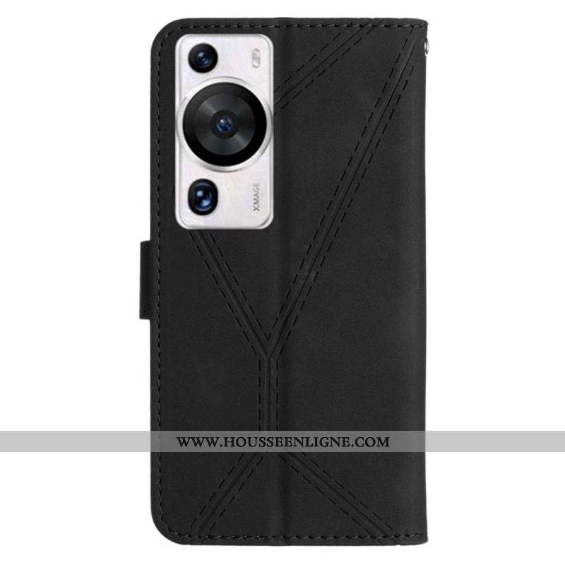Housse Huawei P60 Pro Effet Cuir Ligne