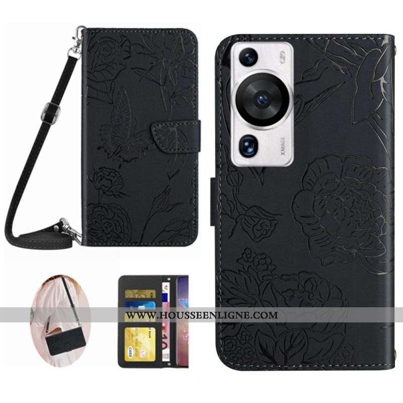 Housse Huawei P60 Pro Papillons à Bandoulière