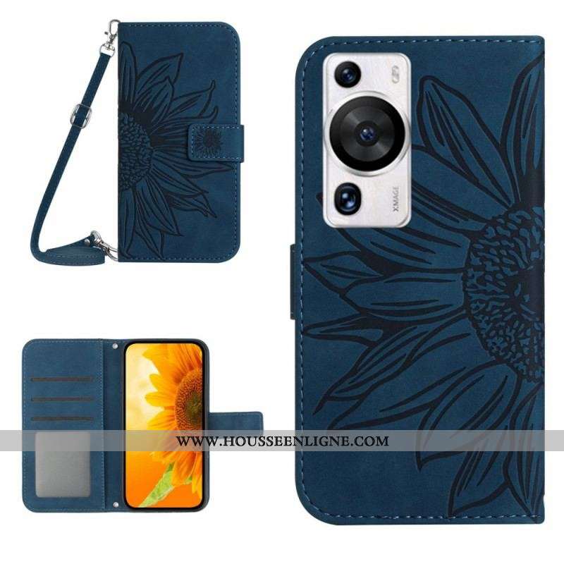 Housse Huawei P60 Pro Tournesol et Bandoulière