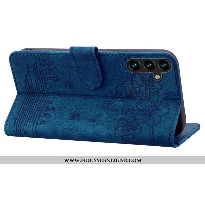 Housse Samsung Galaxy A14 5G / A14 Chat Floral à Lanière