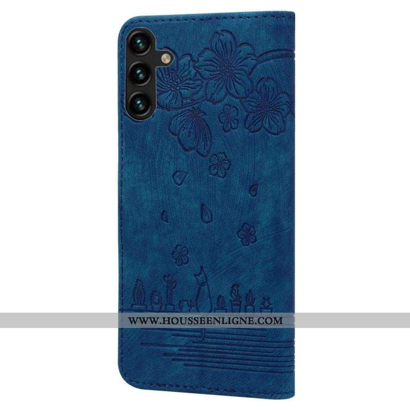 Housse Samsung Galaxy A14 5G / A14 Chat Floral à Lanière