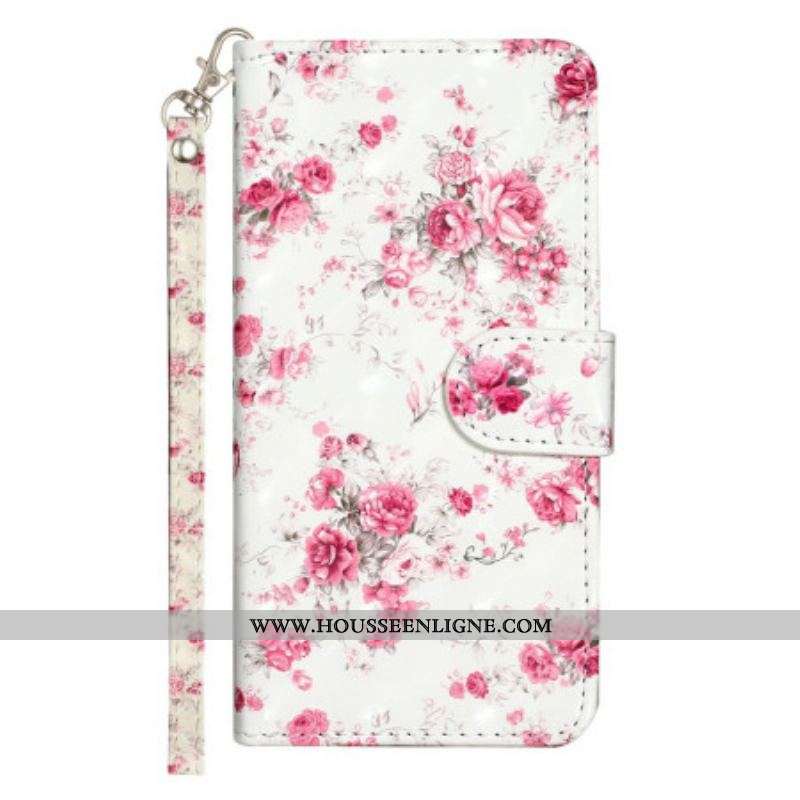 Housse Samsung Galaxy A14 5G / A14 Fleurs Liberty à Lanière