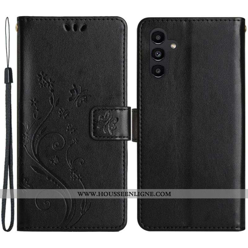 Housse Samsung Galaxy A14 5G / A14 Florale à Lanière
