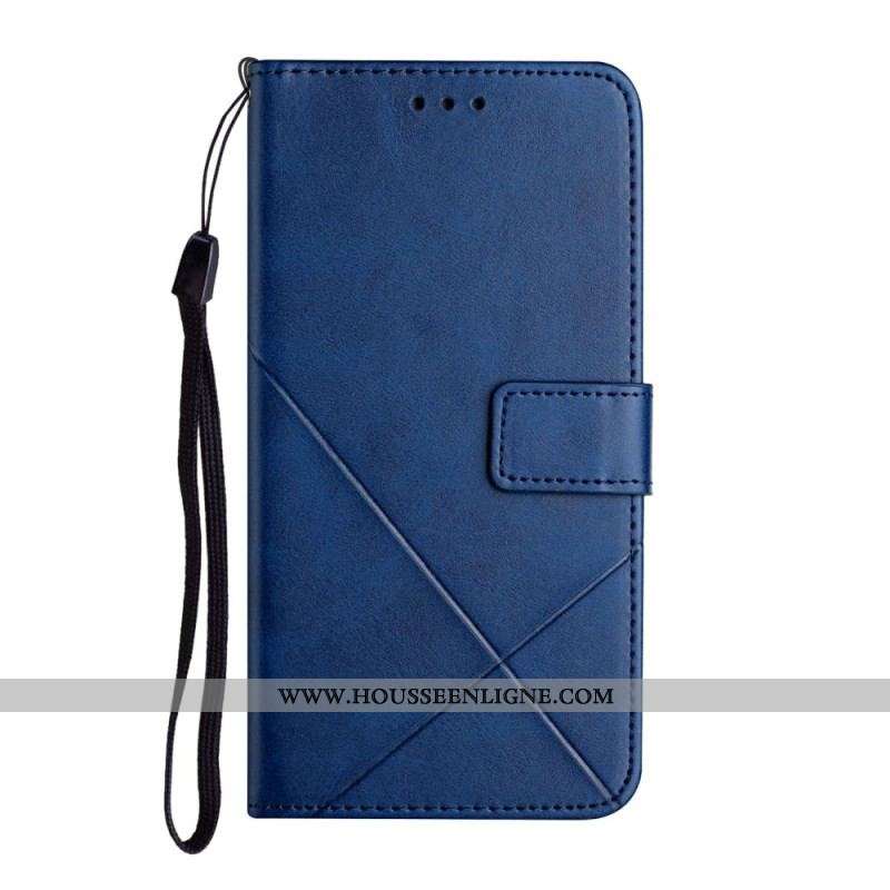 Housse Samsung Galaxy A14 5G / A14 Style Cuir Géométrique à Lanière