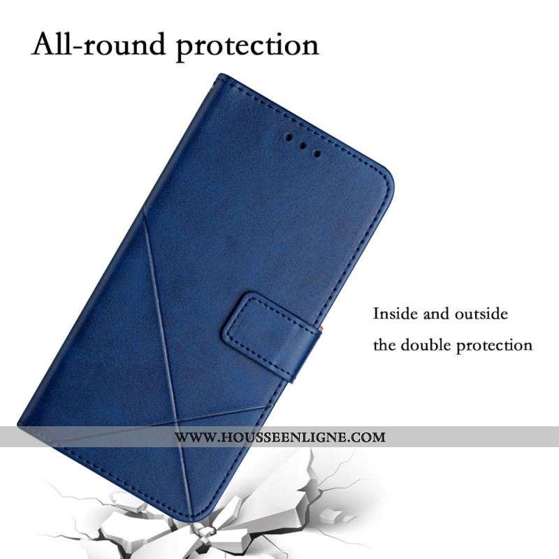 Housse Samsung Galaxy A14 5G / A14 Style Cuir Géométrique à Lanière