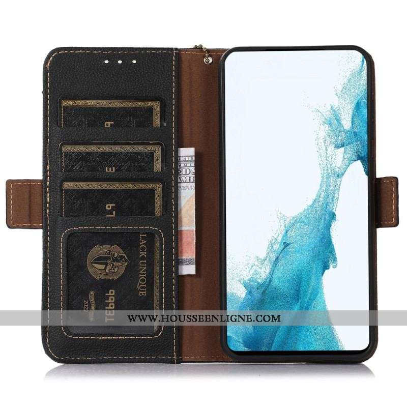 Housse Samsung Galaxy A14 5G / A14 Véritable Cuir RFID