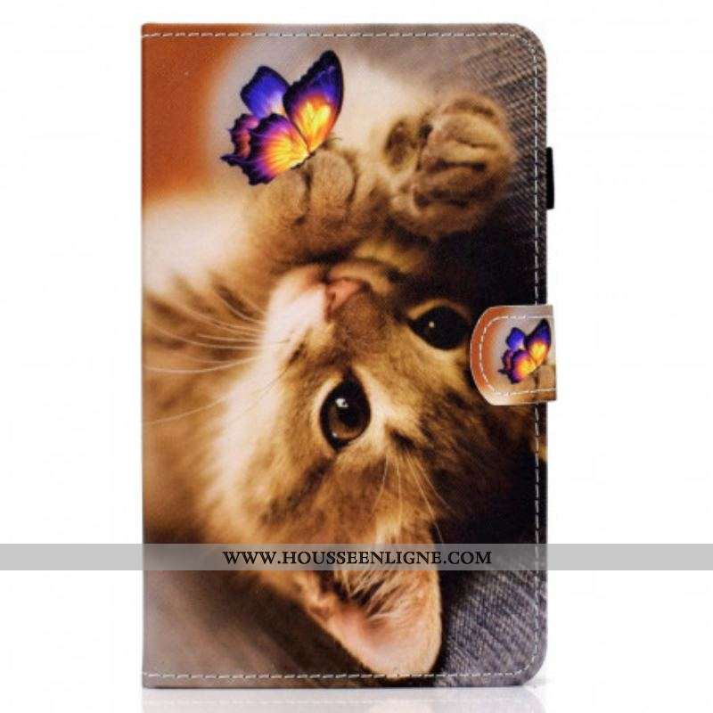 Housse Samsung Galaxy Tab A8 (2021) Mon Chaton et Papillon