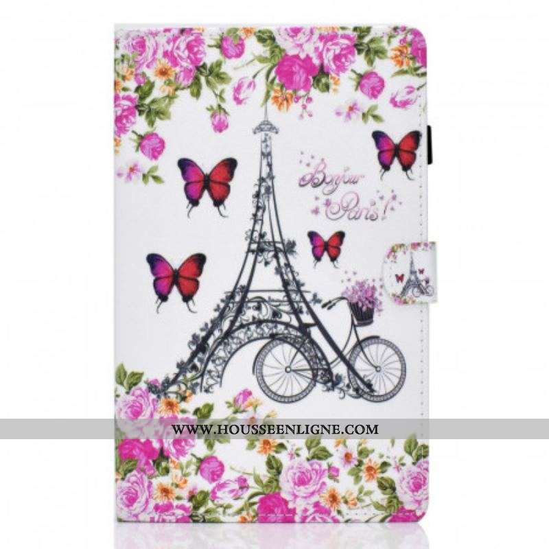 Housse Samsung Galaxy Tab A8 (2021) Tour Eiffel Vélo