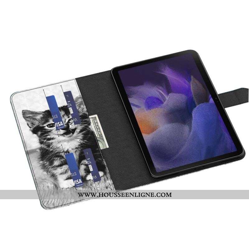 Housse Simili Cuir Samsung Galaxy Tab A8 (2021) Chaton
