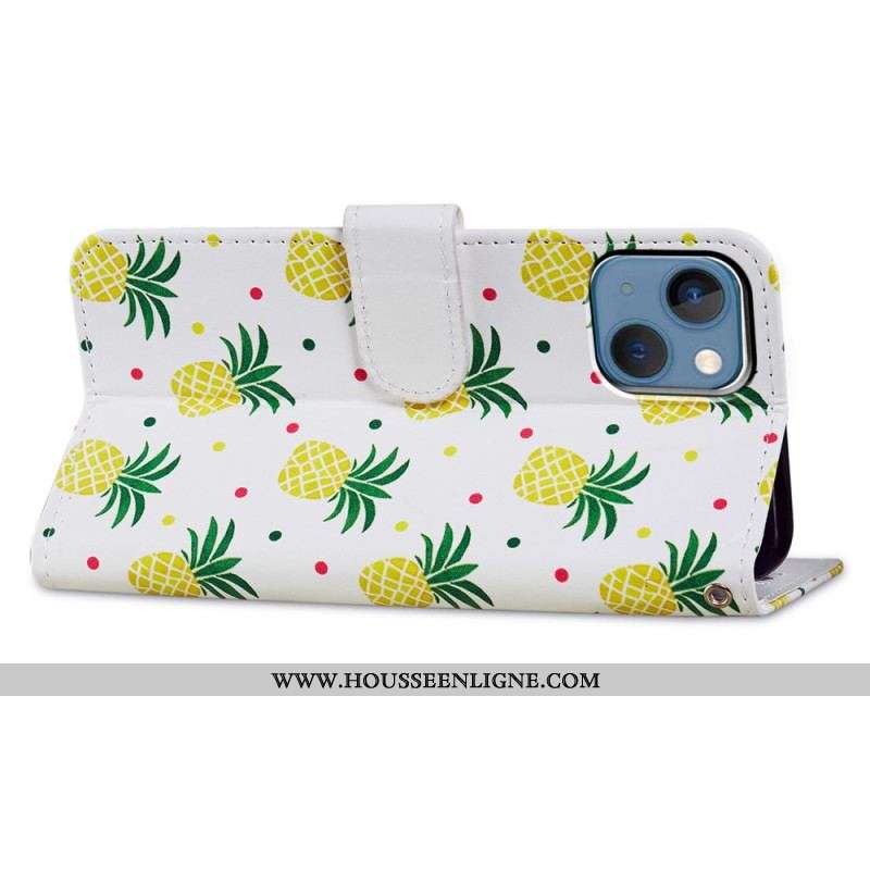 Housse iPhone 15 Ananas à Lanière
