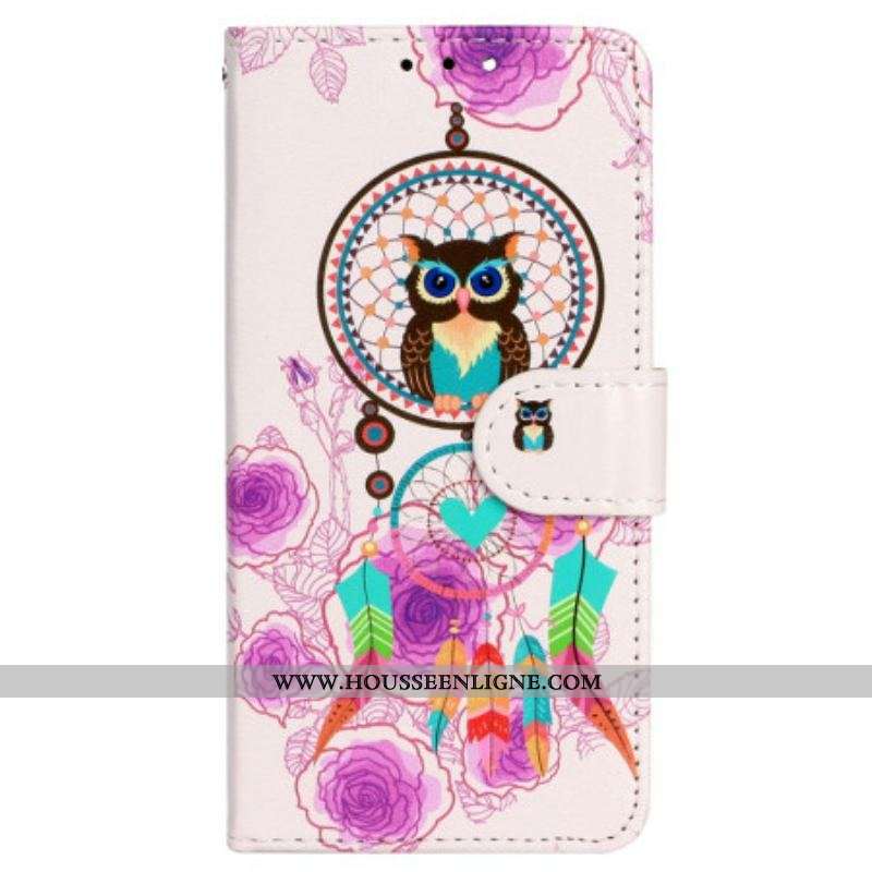 Housse iPhone 15 Attrape Rêves Hibou à Lanière