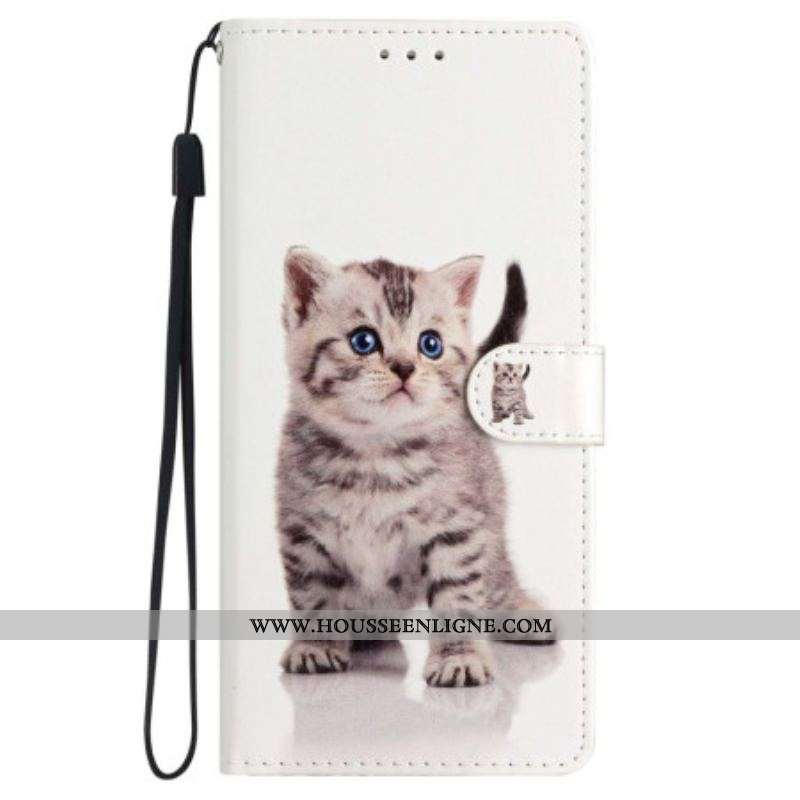Housse iPhone 15 Cute Cat à Lanière