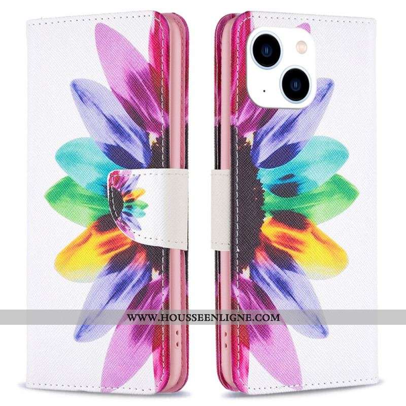 Housse iPhone 15 Fleur Aquarelle