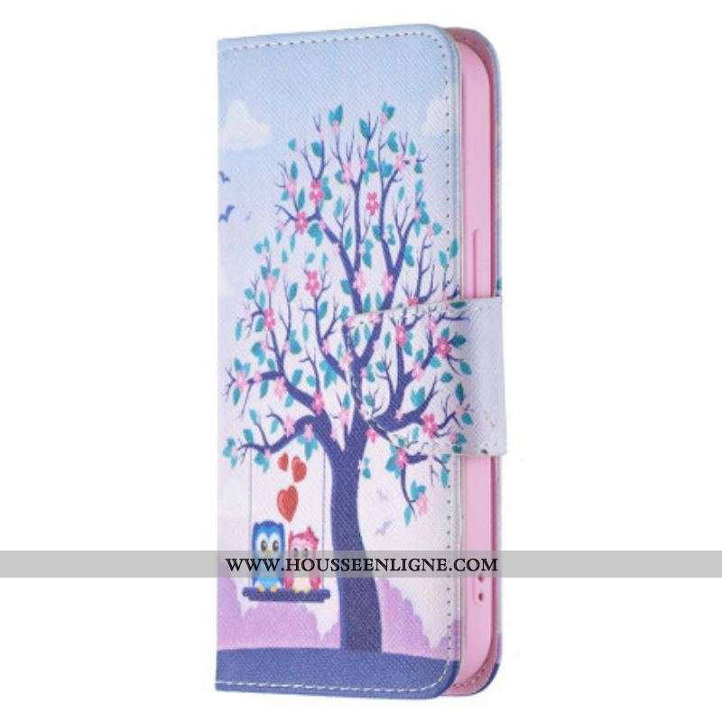Housse iPhone 15 Hiboux sur la Balançoire