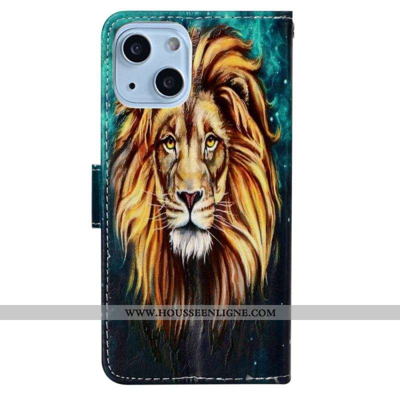 Housse iPhone 15 Lion Graphique à Lanière